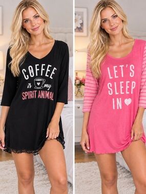 PINK Victoria's Secret Girls' 'Coffee Is My Spirit Animal' Black Top